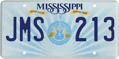 MS license plate JMS213