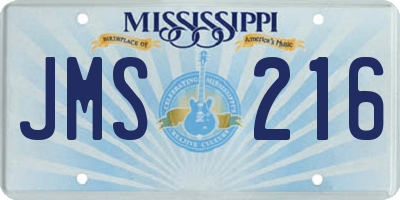 MS license plate JMS216