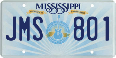MS license plate JMS801