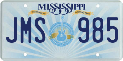 MS license plate JMS985