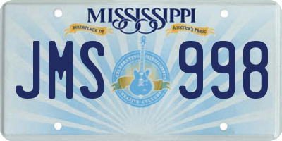 MS license plate JMS998