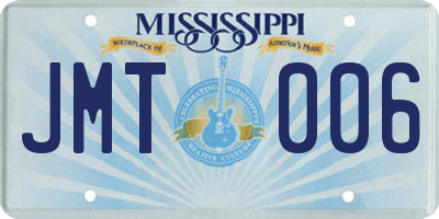 MS license plate JMT006