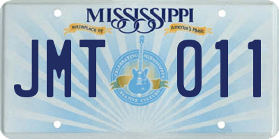 MS license plate JMT011