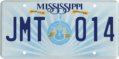 MS license plate JMT014