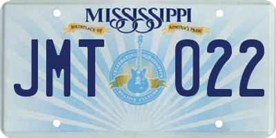 MS license plate JMT022
