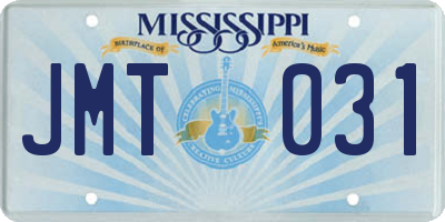 MS license plate JMT031