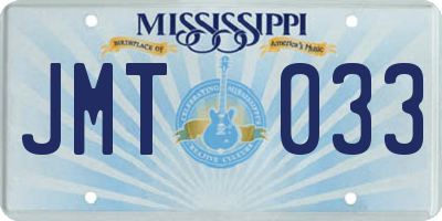 MS license plate JMT033