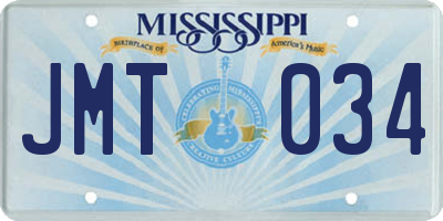 MS license plate JMT034
