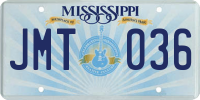 MS license plate JMT036