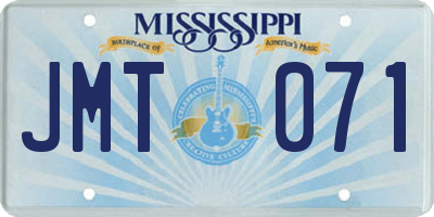 MS license plate JMT071