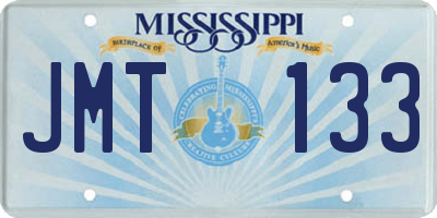 MS license plate JMT133