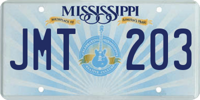 MS license plate JMT203