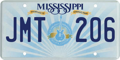 MS license plate JMT206