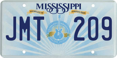 MS license plate JMT209