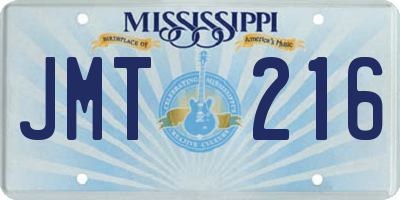 MS license plate JMT216