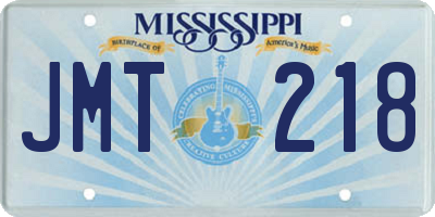 MS license plate JMT218