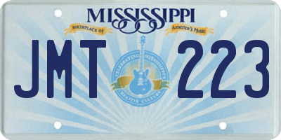 MS license plate JMT223