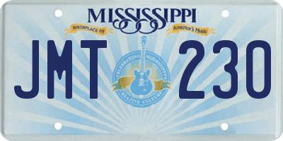 MS license plate JMT230