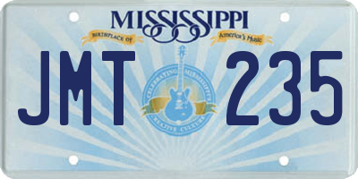 MS license plate JMT235