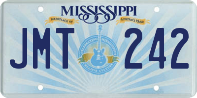 MS license plate JMT242