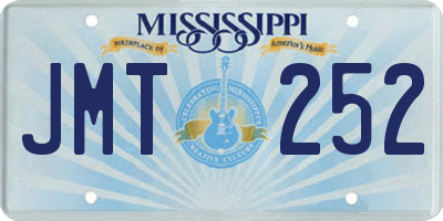 MS license plate JMT252