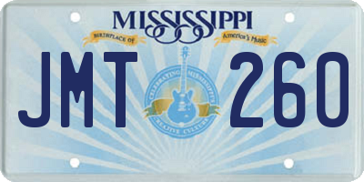 MS license plate JMT260