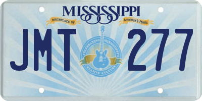 MS license plate JMT277