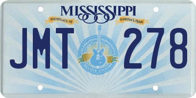 MS license plate JMT278