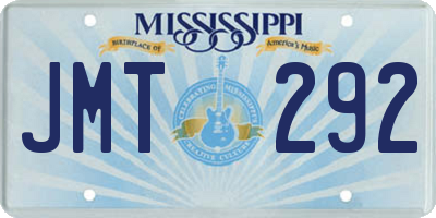 MS license plate JMT292