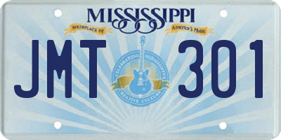 MS license plate JMT301