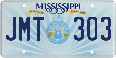 MS license plate JMT303