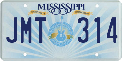 MS license plate JMT314