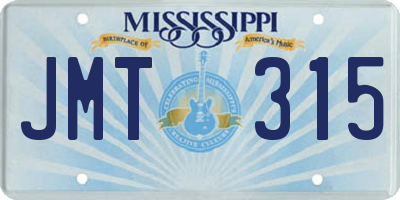 MS license plate JMT315