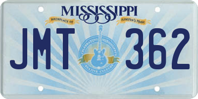 MS license plate JMT362