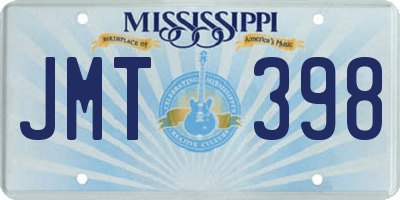 MS license plate JMT398