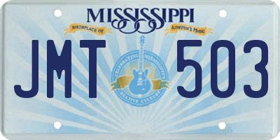MS license plate JMT503