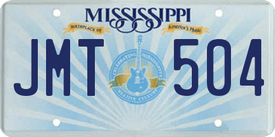 MS license plate JMT504