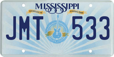 MS license plate JMT533