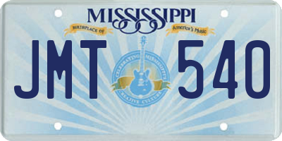 MS license plate JMT540