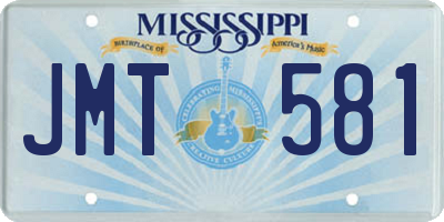MS license plate JMT581
