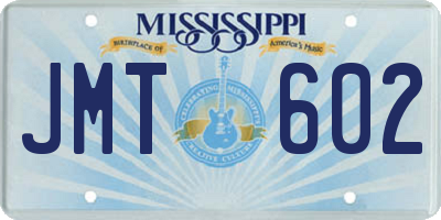 MS license plate JMT602