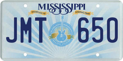 MS license plate JMT650