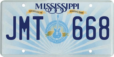 MS license plate JMT668