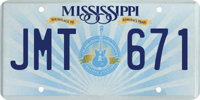 MS license plate JMT671