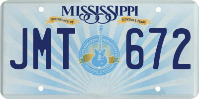 MS license plate JMT672