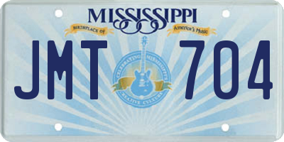 MS license plate JMT704
