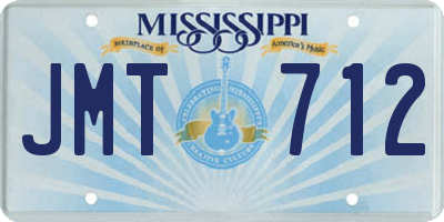 MS license plate JMT712
