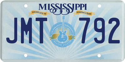 MS license plate JMT792