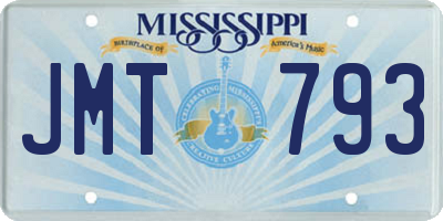 MS license plate JMT793