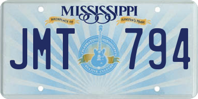 MS license plate JMT794